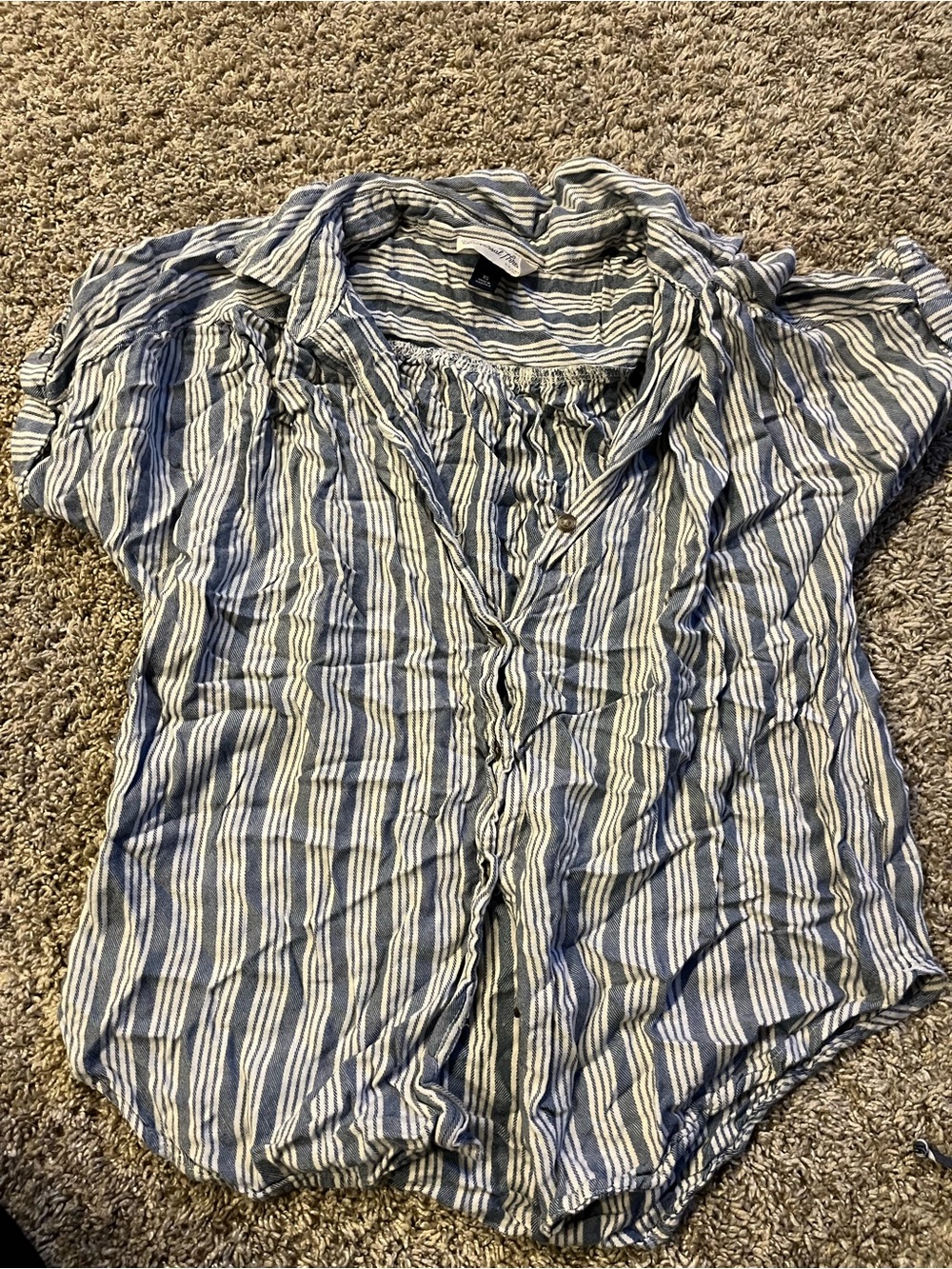 Universal Thread Blue and White Striped Button-Down Shirt